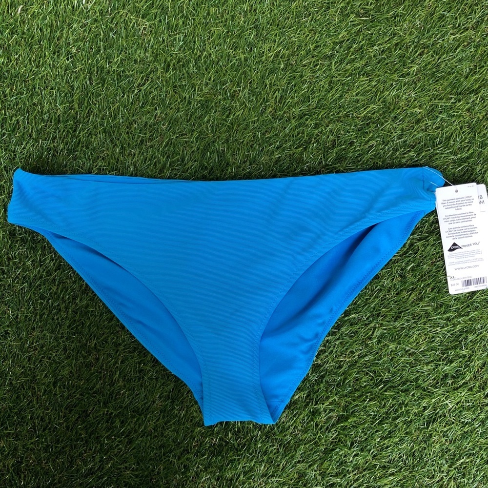 Athleta Cloudbreak Rib Mid Rise Bikini Bottom Blue - Picture 2 of 5